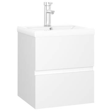 Sink Cabinet with Built-in Basin - White Engineered Wood