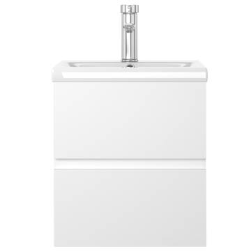 Sink Cabinet with Built-in Basin - White Engineered Wood