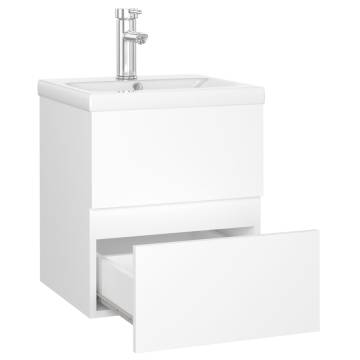 Sink Cabinet with Built-in Basin - White Engineered Wood