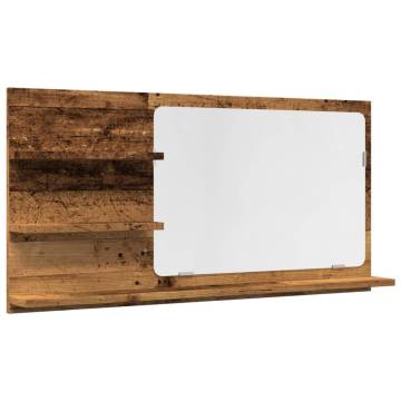 Bathroom Mirror Cabinet Old Wood - 90x11x45 cm | HiPo Market