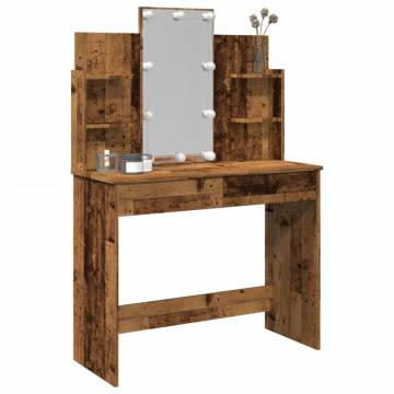 Dressing Table with LED Lights - Old Wood 96x40x142 cm