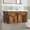 Stylish Bathroom Sink Cabinet with Built-in Basin - Old Wood