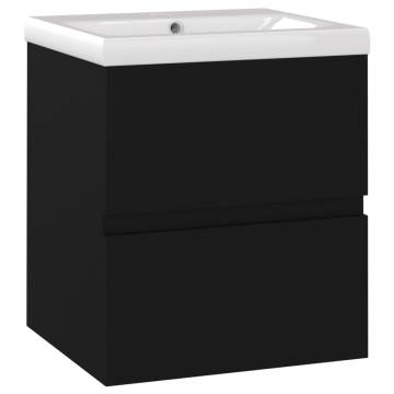 Stylish Sink Cabinet with Built-in Basin - Black Engineered Wood