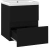 Stylish Sink Cabinet with Built-in Basin - Black Engineered Wood