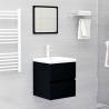 Stylish Sink Cabinet with Built-in Basin - Black Engineered Wood