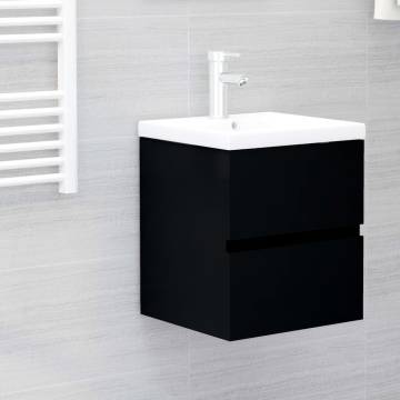 Sink Cabinet with Built-in Basin - Black Engineered Wood