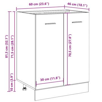 Bottom Cabinet Old Wood 60x46x81.5 cm | Durable Storage Solution