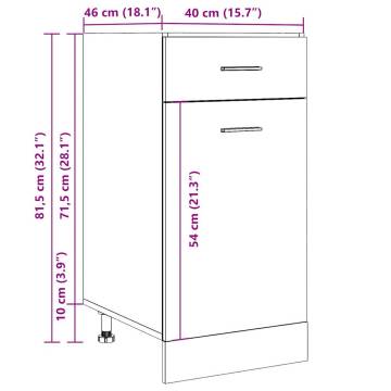 Drawer Bottom Cabinet Old Wood 40x46x81.5 cm - HipoMarket