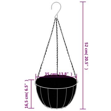 Hanging Basket Brackets with Planters - 4 pcs Black Steel