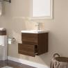 Stylish Sink Cabinet with Built-in Basin - Brown Oak Finish