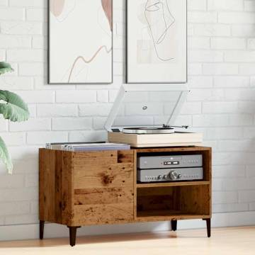 Stylish Record Cabinet in Old Wood - 84.5x38x48 cm