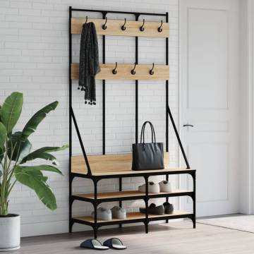 Clothes Rack with Shoe Storage - Sonoma Oak 100x40x184 cm