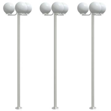 3pcs Silver Outdoor Floor Lamps - Durable & Stylish Lighting