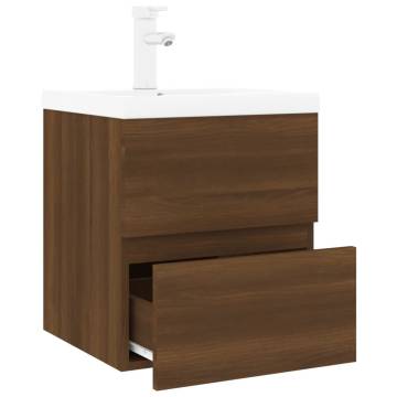 Stylish Sink Cabinet with Built-in Basin - Brown Oak | Hipomarket