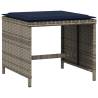 Garden Stools with Cushions - 4 pcs Grey Poly Rattan