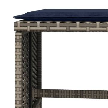 Garden Stools with Cushions - 4 pcs Grey Poly Rattan