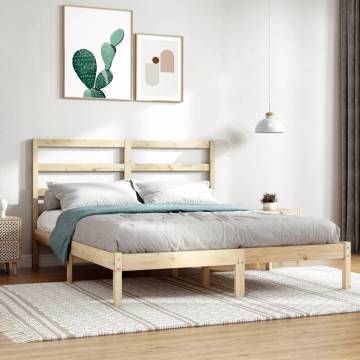 Solid Wood Bed Frame 135x190 cm Double - Modern & Rustic Design