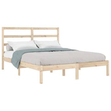 Solid Wood Bed Frame 135x190 cm Double - Modern & Rustic Design