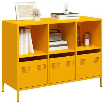 Stylish Mustard Yellow Sideboard - Cold-Rolled Steel Storage