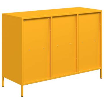 Stylish Mustard Yellow Sideboard - Cold-Rolled Steel Storage