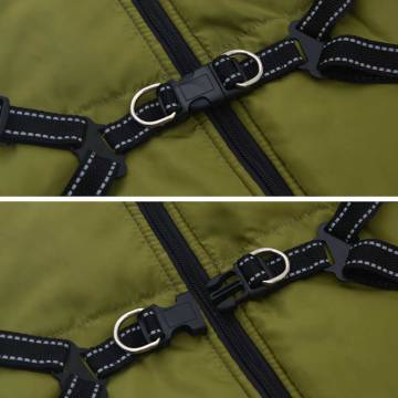 Waterproof Dog Coat with Harness - 3XL Army Green