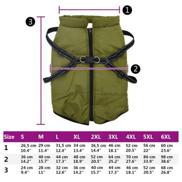 Waterproof Dog Coat with Harness - 3XL Army Green