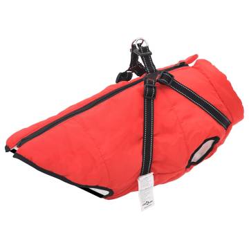 Dog Coat with Harness - Waterproof & Reflective Red 3XL