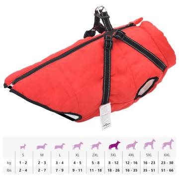 Dog Coat with Harness - Waterproof & Reflective Red 3XL