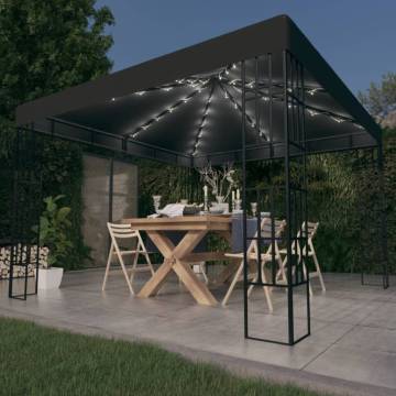 Gazebo with LED String Lights 3x3m Anthracite - Stylish Outdoor Shade