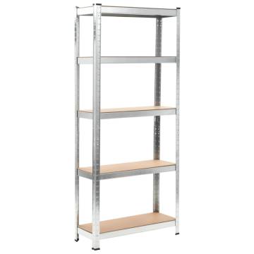 Storage Shelf Silver 75x30x172 cm - Durable Steel & MDF Rack