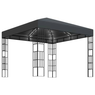 Gazebo with LED String Lights 3x3m Anthracite - Stylish Outdoor Shade