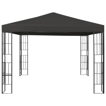 Gazebo with LED String Lights 3x3m Anthracite - Stylish Outdoor Shade