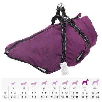 Waterproof Reflective Dog Coat with Harness - 5XL Purple