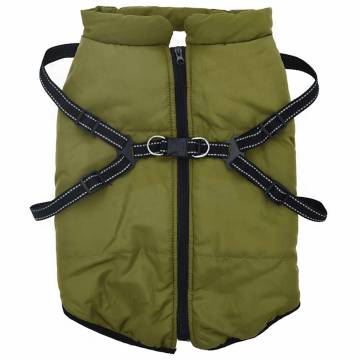 Waterproof Reflective Dog Coat with Harness - 6XL Army Green