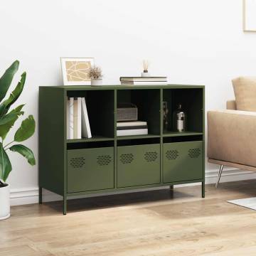 Stylish Olive Green Sideboard - 101.5x39x73.5 cm in Steel