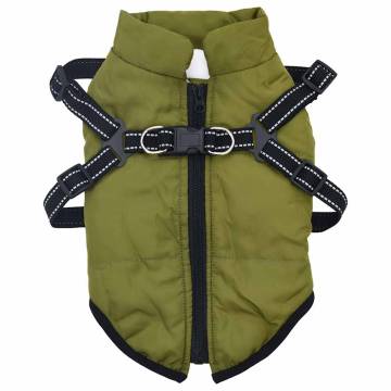 Dog Coat with Harness - Waterproof & Reflective Army Green M