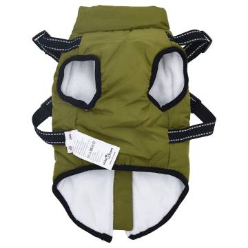 Dog Coat with Harness - Waterproof & Reflective Army Green M