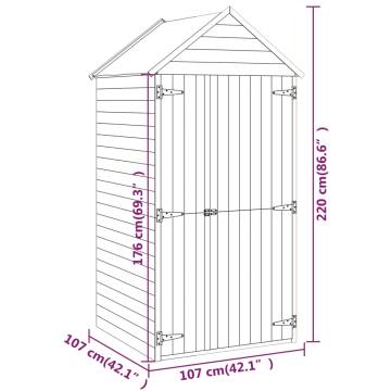 Garden Tool Shed with Door | Solid Pine 107x107x220 cm