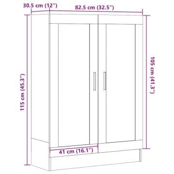 Old Wood Book Cabinet - Stylish 82.5x30.5x115 cm Storage