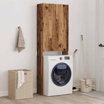 Washing Machine Cabinet Old Wood - 64x25.5x190 cm