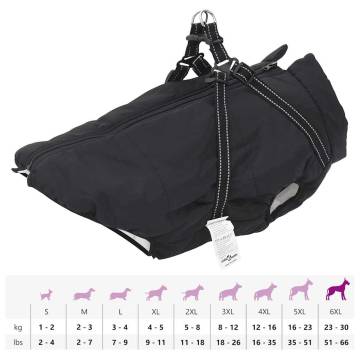 Waterproof Reflective Dog Coat with Harness - 6XL Black | Hipomarket