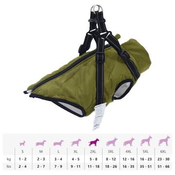 Dog Coat with Harness - Waterproof & Reflective Army Green 2XL