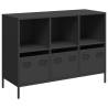 Elegant Black Sideboard - Cold-Rolled Steel, 101.5x39x73.5 cm