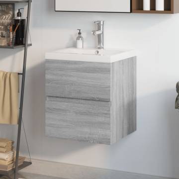 Stylish Grey Sonoma Sink Cabinet with Built-in Basin