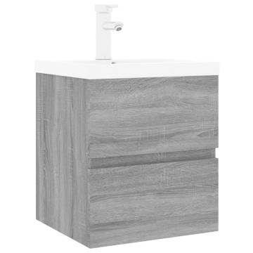 Stylish Grey Sonoma Sink Cabinet with Built-in Basin