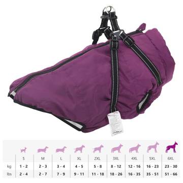 Dog Coat with Harness - Waterproof & Reflective Purple 6XL