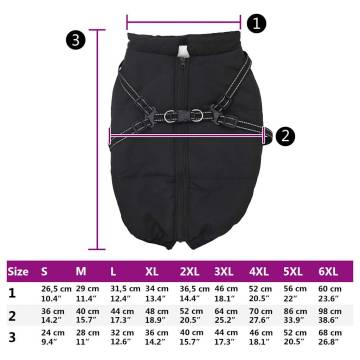 Dog Coat with Harness - Waterproof & Reflective - 5XL Black