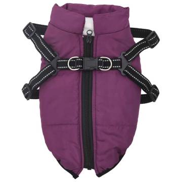 Waterproof Reflective Dog Coat with Harness - Purple L