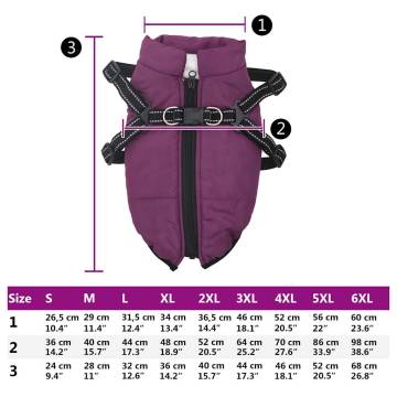 Waterproof Reflective Dog Coat with Harness - Purple L