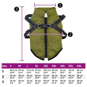 Dog Coat with Harness Waterproof Reflective - Army Green S